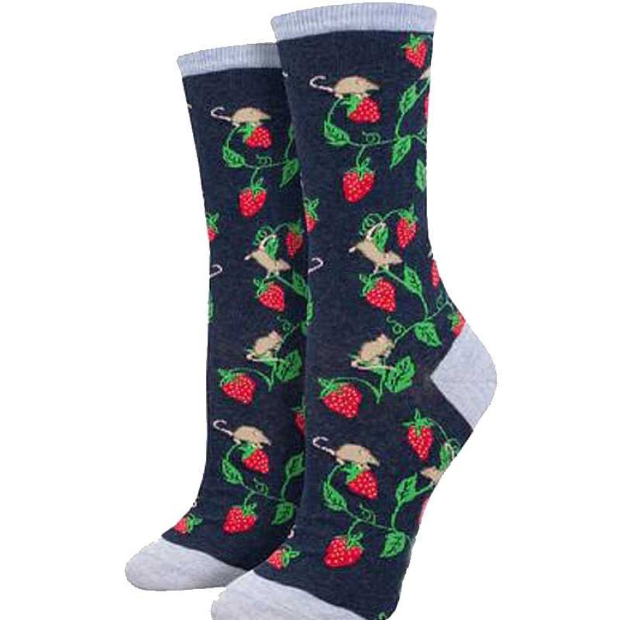 Accessories Socksmith | Socksmith Berry Mice Crew Socks - Navy Heather