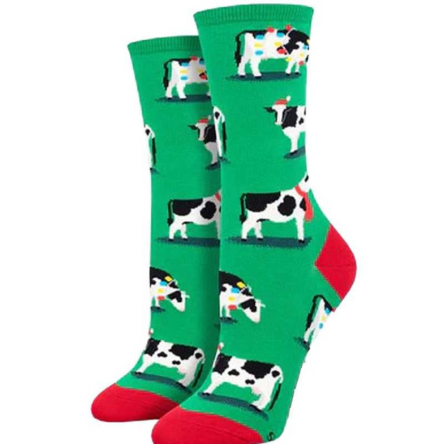 Accessories Socksmith | Socksmith Holy Cow, It'S Christmas Crew Socks - Green