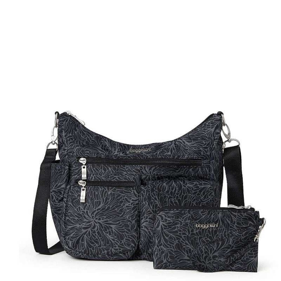 Accessories Baggallini | Baggallini Modern Everywhere Hobo Bag - Midnight Blossom Print