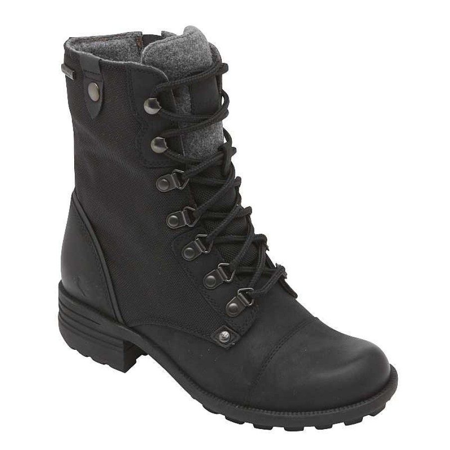 Women Cobb Hill | Women'S Cobb Hill Brunswick Lace Waterproof Boot - Black Nubuck/Textile