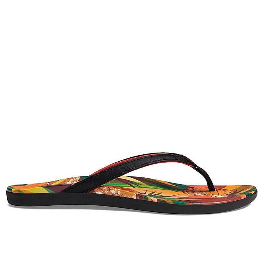 Women OluKai | Women'S Olukai Ho'Opio Hau - Black/Pineapple