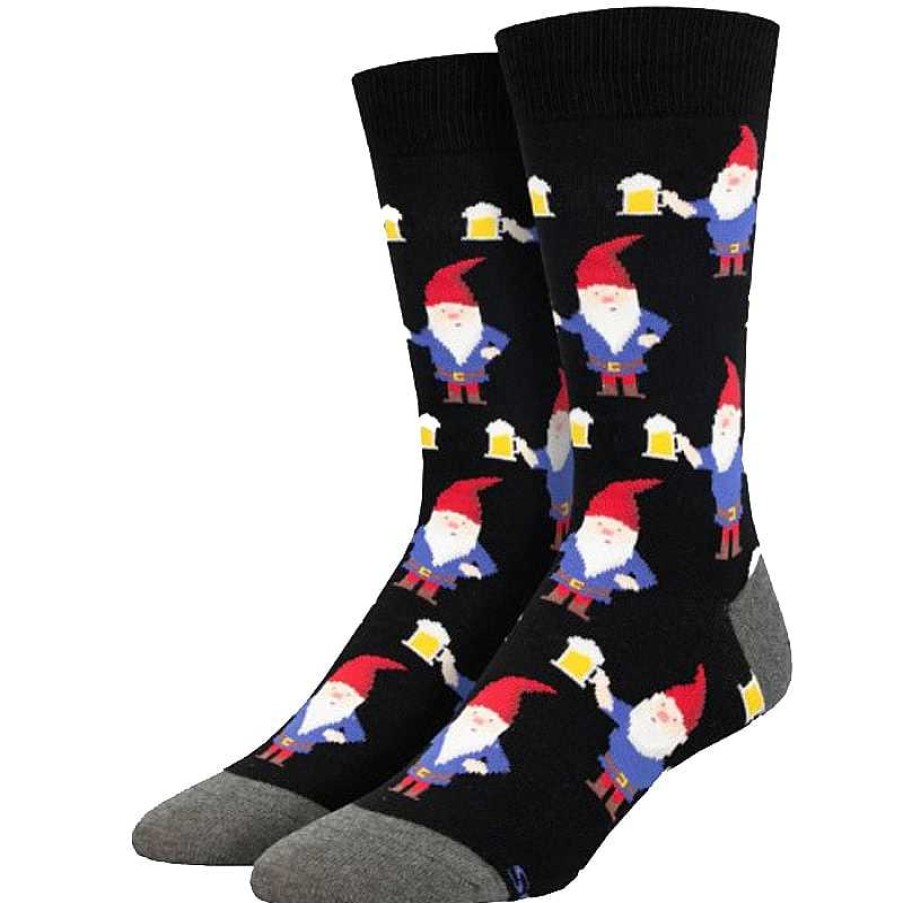 Accessories Socksmith | Socksmith Gnome More Beer Crew Socks - Black