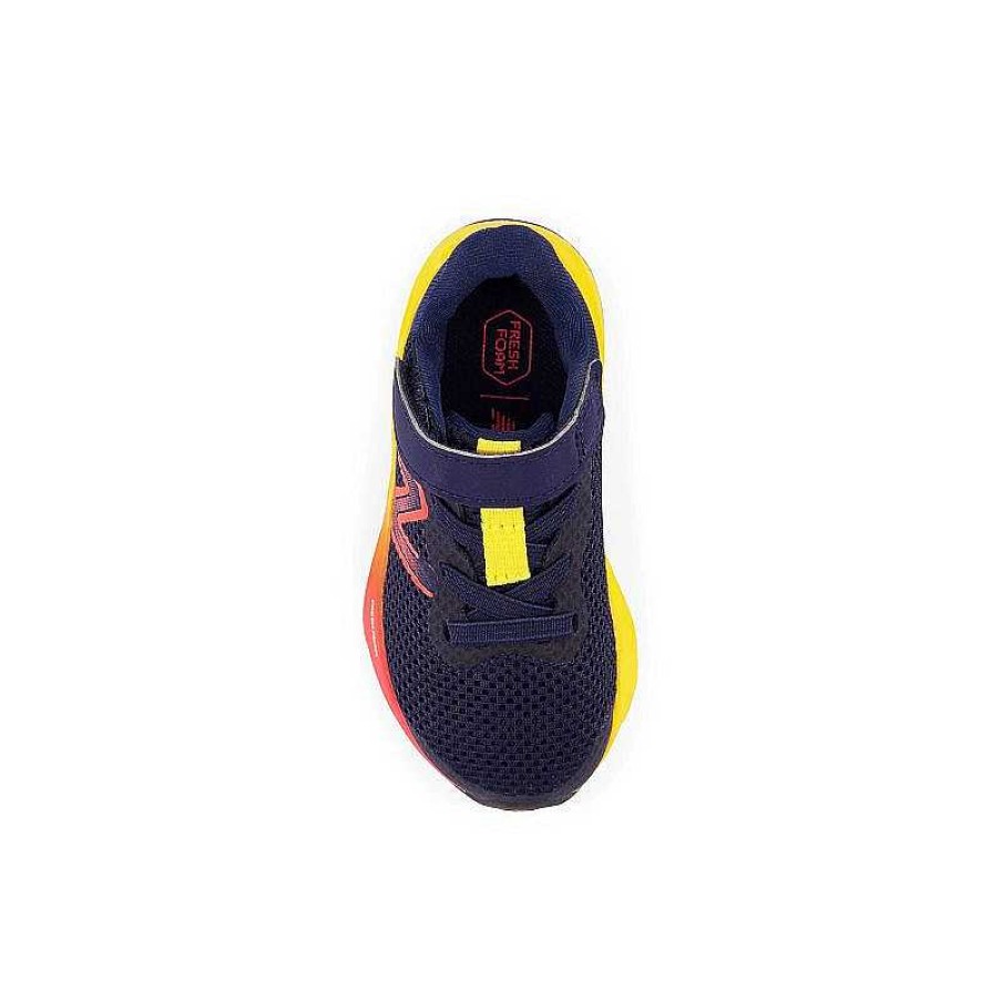 Kids New Balance | Kids' New Balance Fresh Foam Arishi V4 Bungee Lace With Top Strap Sizes 2-10 Team Navy/Electric Red/Egg Yolk