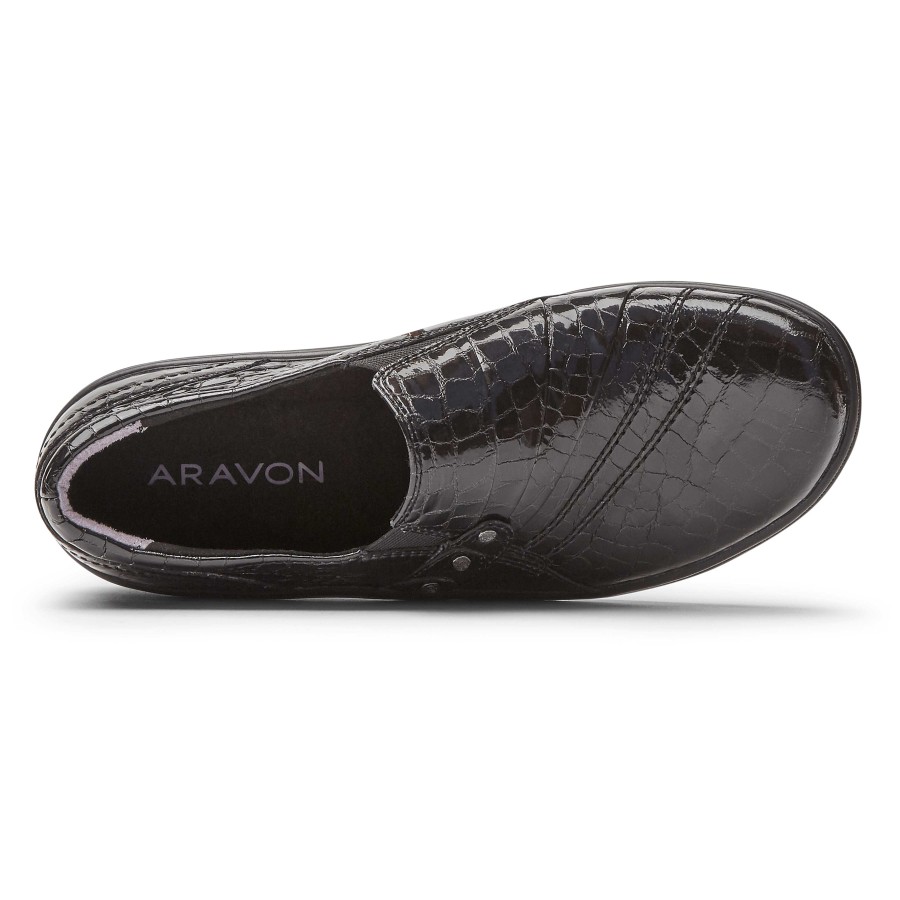 Women Aravon | Women'S Aravon Danielle Slip-On - Black Croco