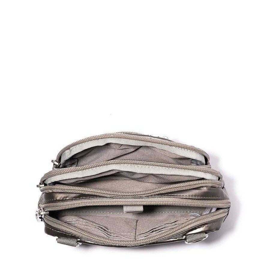 Accessories Baggallini | Baggallini Triple Zip Bagg Gunmetal Metallic