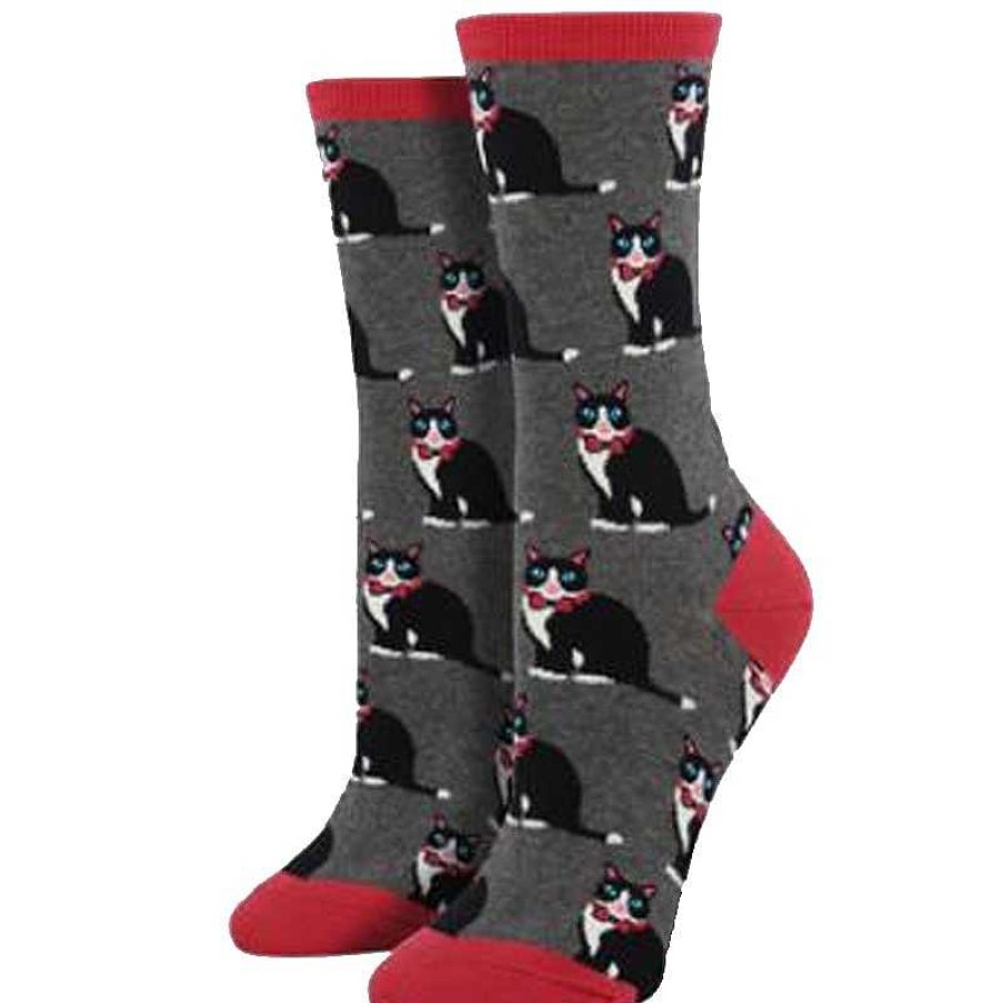 Accessories Socksmith | Women'S Socksmith Tuxedo Cats - Gray Heather