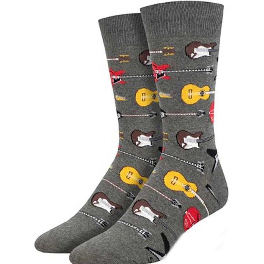 Accessories Socksmith | Socksmith Guitar Riff Crew Socks - Charcoal Heather