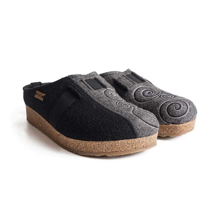 Women Haflinger | Women'S Haflinger Magic Slipper - Black/Grey