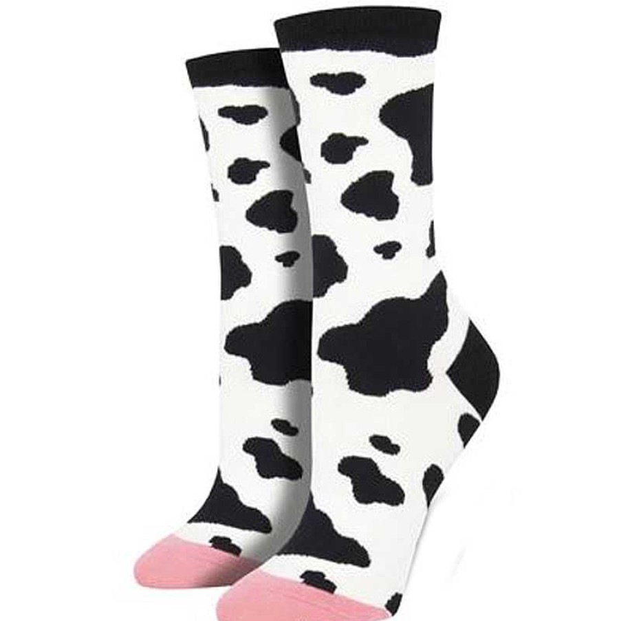 Accessories Socksmith | Socksmith Moooo! Crew Socks - White