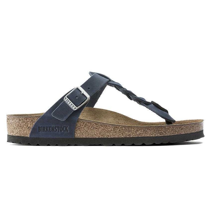 Women Birkenstock | Women'S Birkenstock Gizeh Braid Navy Oiled Leather