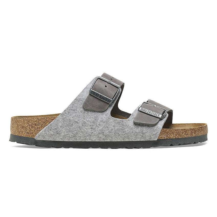 Women Birkenstock | Women'S Birkenstock Arizona Wool - Light Grey/Iron