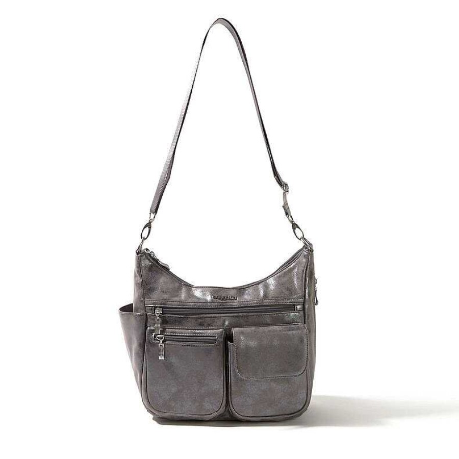 Accessories Baggallini | Baggallini Mod Everywhere Bag Silver Metallic Vegan Suede