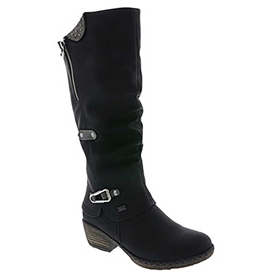 Women Rieker | Women'S Rieker Bernadette 52 Tall Boot - Black/Smoke