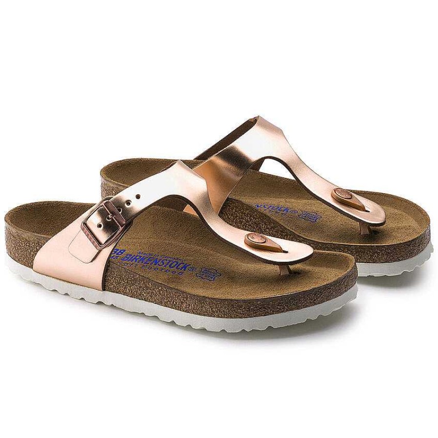 Women Birkenstock | Women'S Birkenstock Gizeh Sfb Metallic Copper Leather