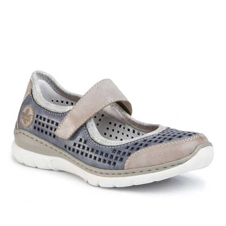 Women Rieker | Women'S Rieker Nikita B5 - Steel/Jeans/Silver Flower