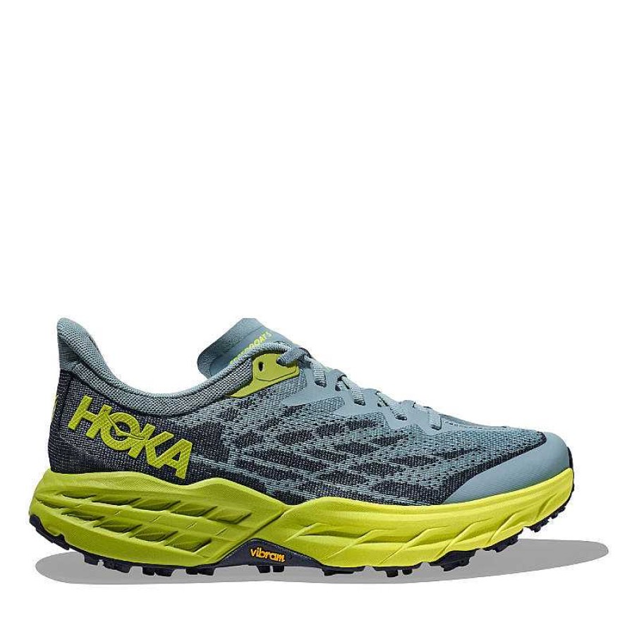 Men Hoka | Men'S Hoka Speedgoat 5 - Stone Blue/Dark Citron