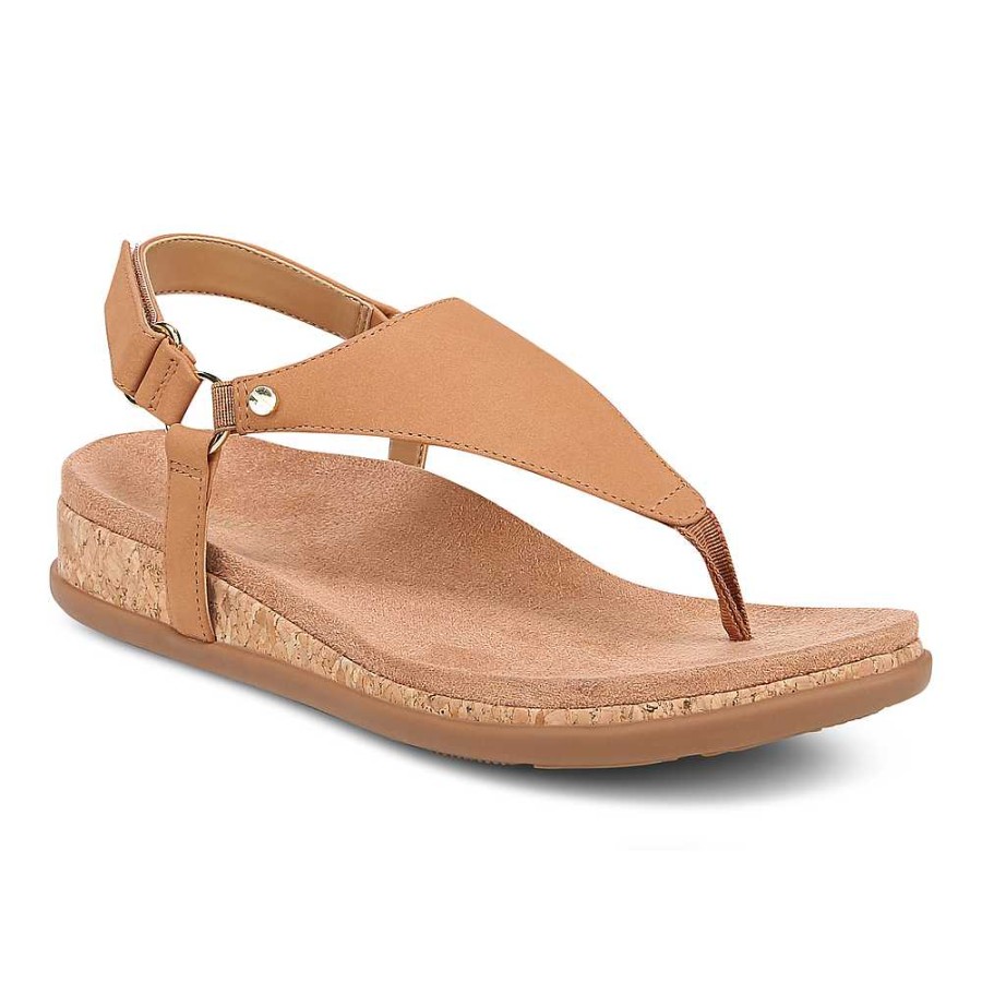 Women Vionic | Women'S Vionic Kirra Ii Toe Post Sling Back Sandal - Camel Nubuck