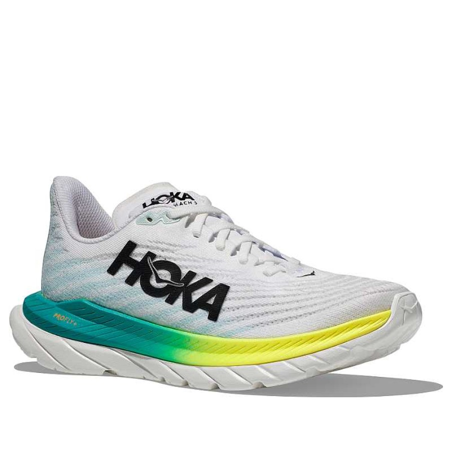 Women Hoka | Womens Hoka Mach 5 - White/Blue Glass (Wbgl)