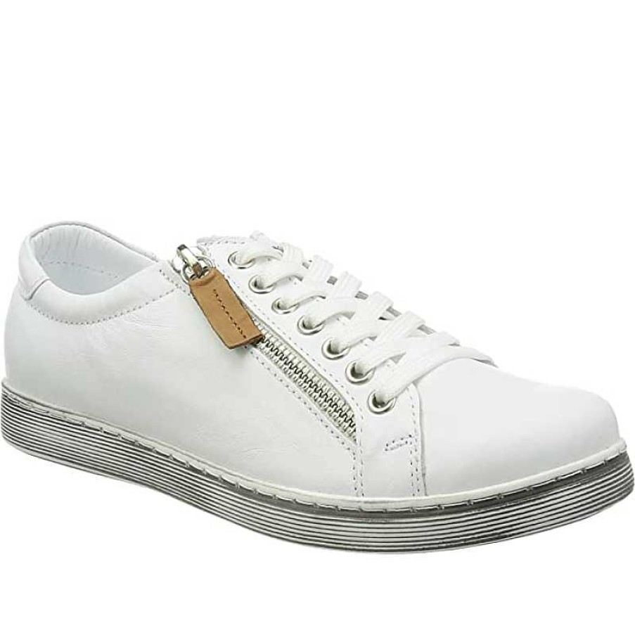 Women Andrea Conti | Women'S Andrea Conti Low Zip Sneaker - Weiss/Brandy