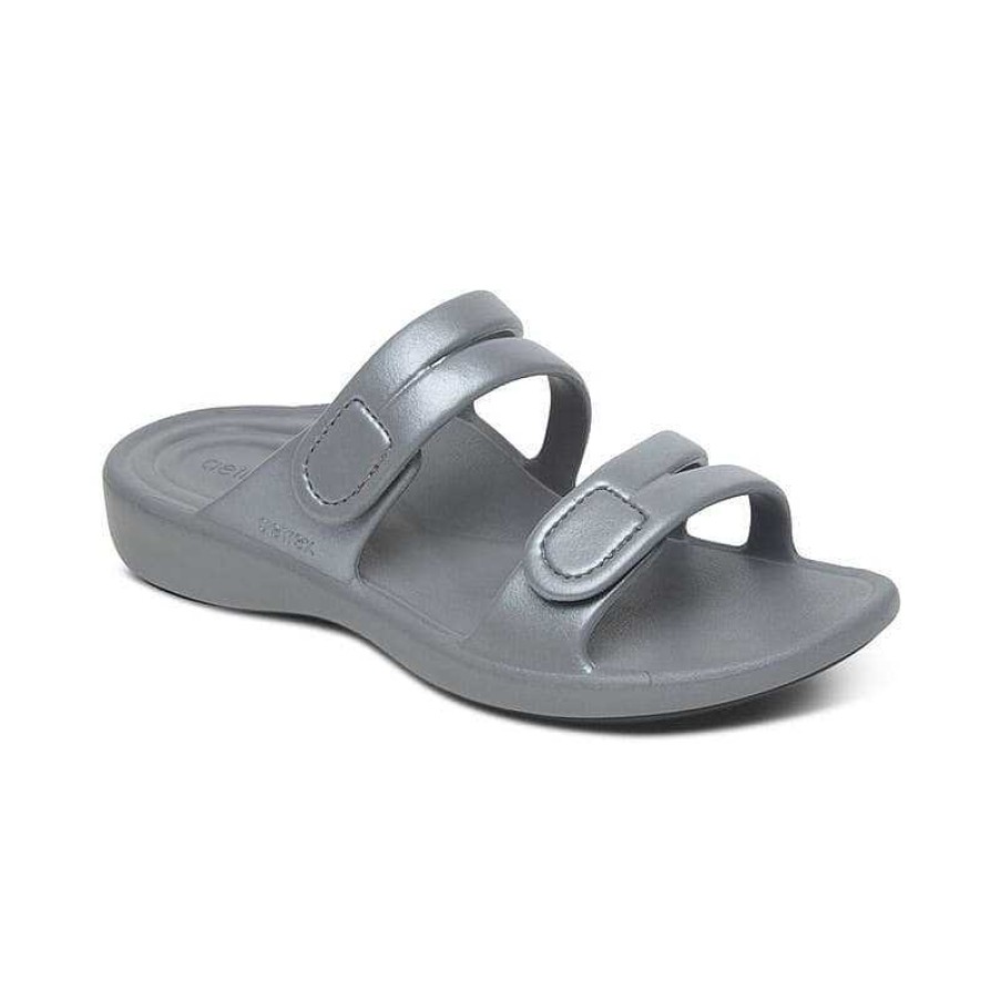 Women Aetrex | Women'S Aetrex Janey Sport Water Friendly Slide - Grey