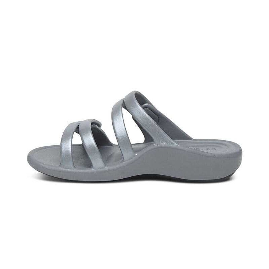 Women Aetrex | Women'S Aetrex Janey Sport Water Friendly Slide - Grey