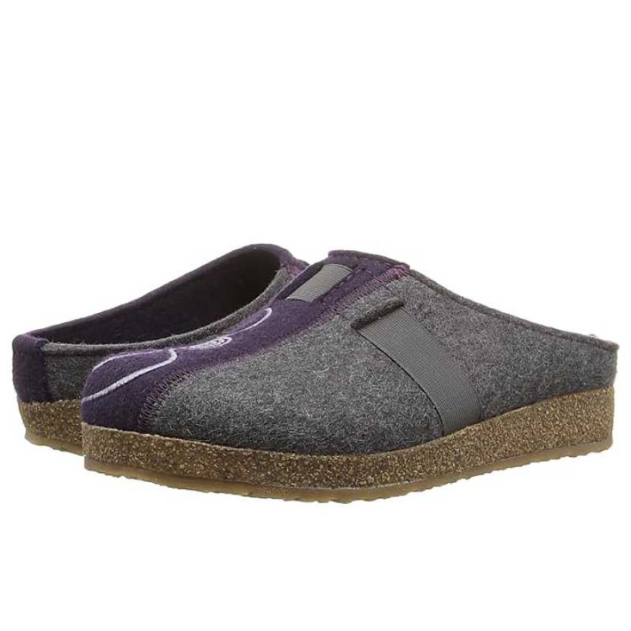 Women Haflinger | Women'S Haflinger Magic Slipper - Grey/Eggplant