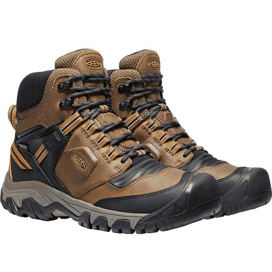 Men Keen | Men'S Keen Ridge Flex Mid Waterproof - Bison|Golden Brown