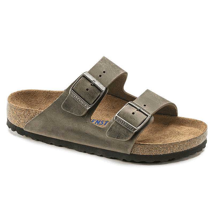 Men Birkenstock | Birkenstock Arizona Soft Footbed - Oiled Leather Faded Khaki