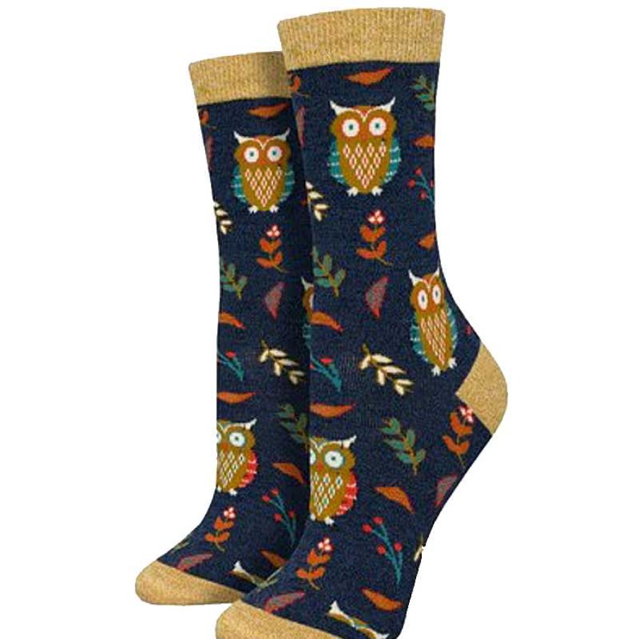 Accessories Socksmith | Socksmith Cute Hoot Crew Socks - Navy Heather