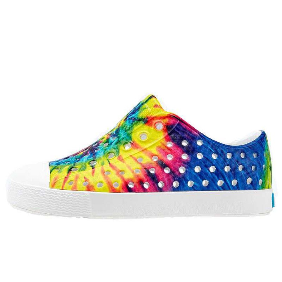 Kids Native | Kids' Native Jefferson Print Child - Shell White/Shell White/Neon Multi Tie Dye