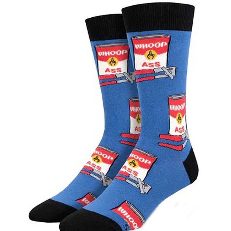 Accessories Socksmith | Socksmith Can Of Whoop Ass Crew Socks - Blue