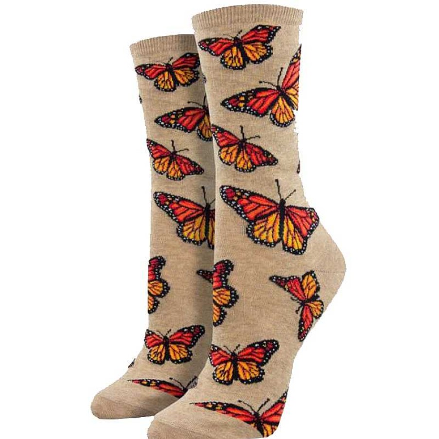 Accessories Socksmith | Socksmith Social Butterfly Crew Socks - Hemp Heather