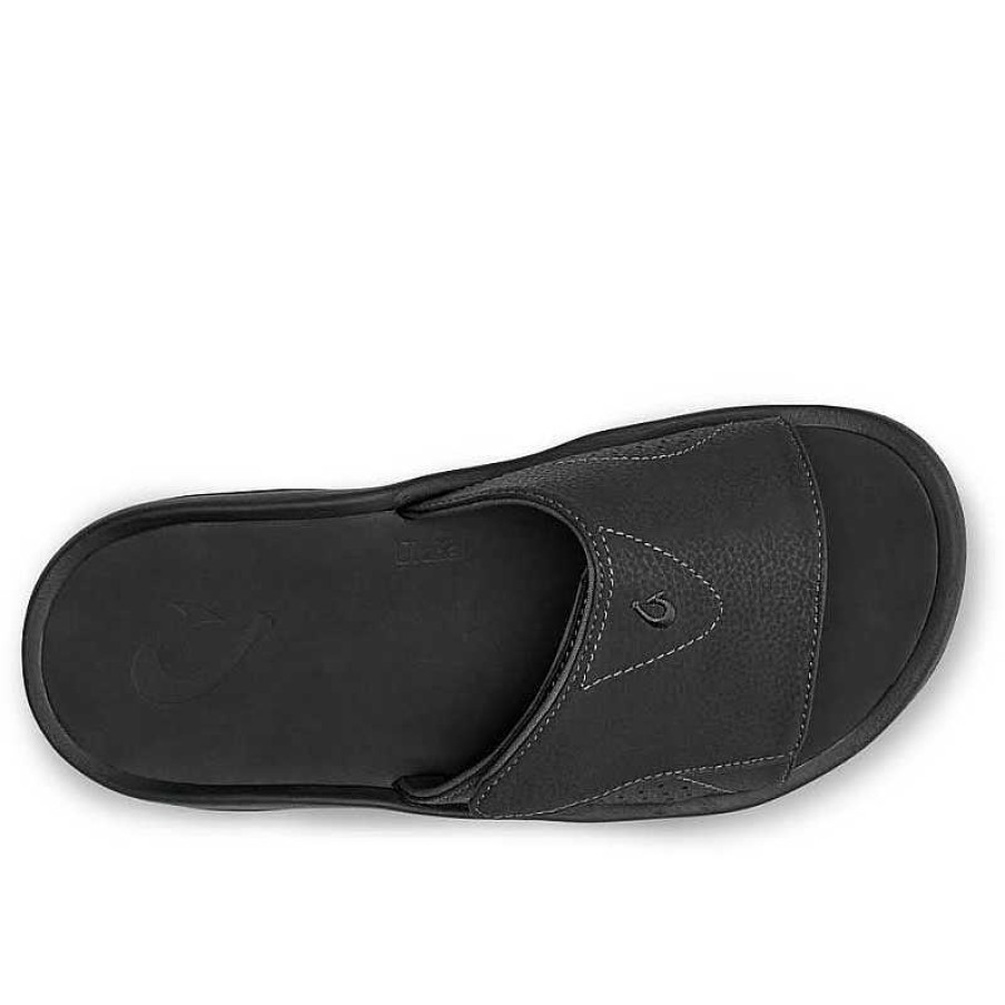 Men OluKai | Men'S Olukai Nalu Slide - Black/Black