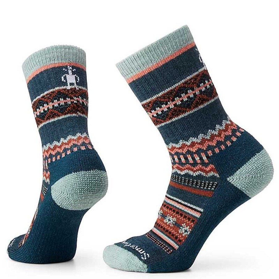 Accessories Smartwool | Smartwool Snowed In Sweater Light Cushion Crew Socks Twilight Blue