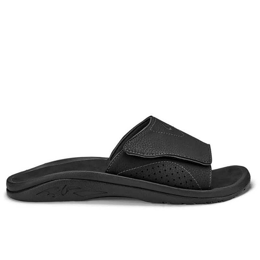 Men OluKai | Men'S Olukai Nalu Slide - Black/Black