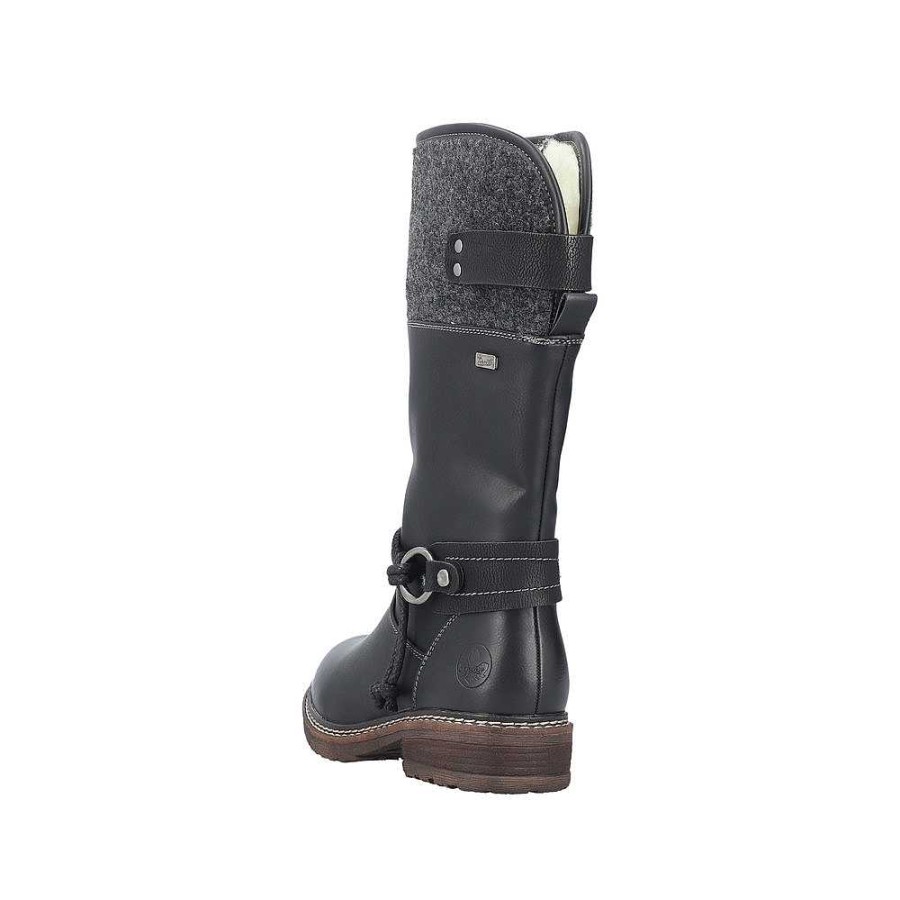 Women Rieker | Women'S Rieker Dominika 74 Mid-Calf Boot - Schwarz/Anthrazit