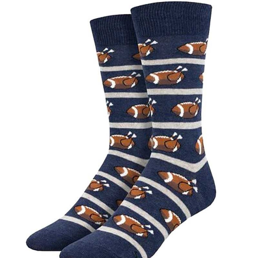 Accessories Socksmith | Socksmith Thanksgiving Football Crew Socks - Navy Heather