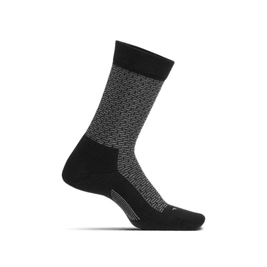 Accessories Feetures | Feetures Hex Tex Cushion Crew Socks - Black