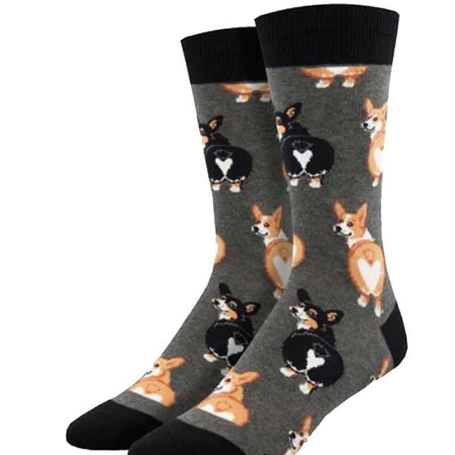 Accessories Socksmith | Socksmith Corgi Butt Crew Socks - Charcoal