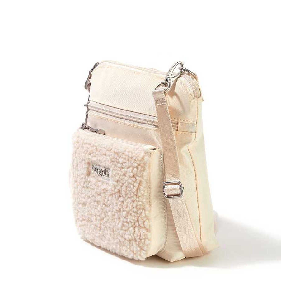 Accessories Baggallini | Baggallini Modern Pocket Crossbody Light Beige Faux Shearling