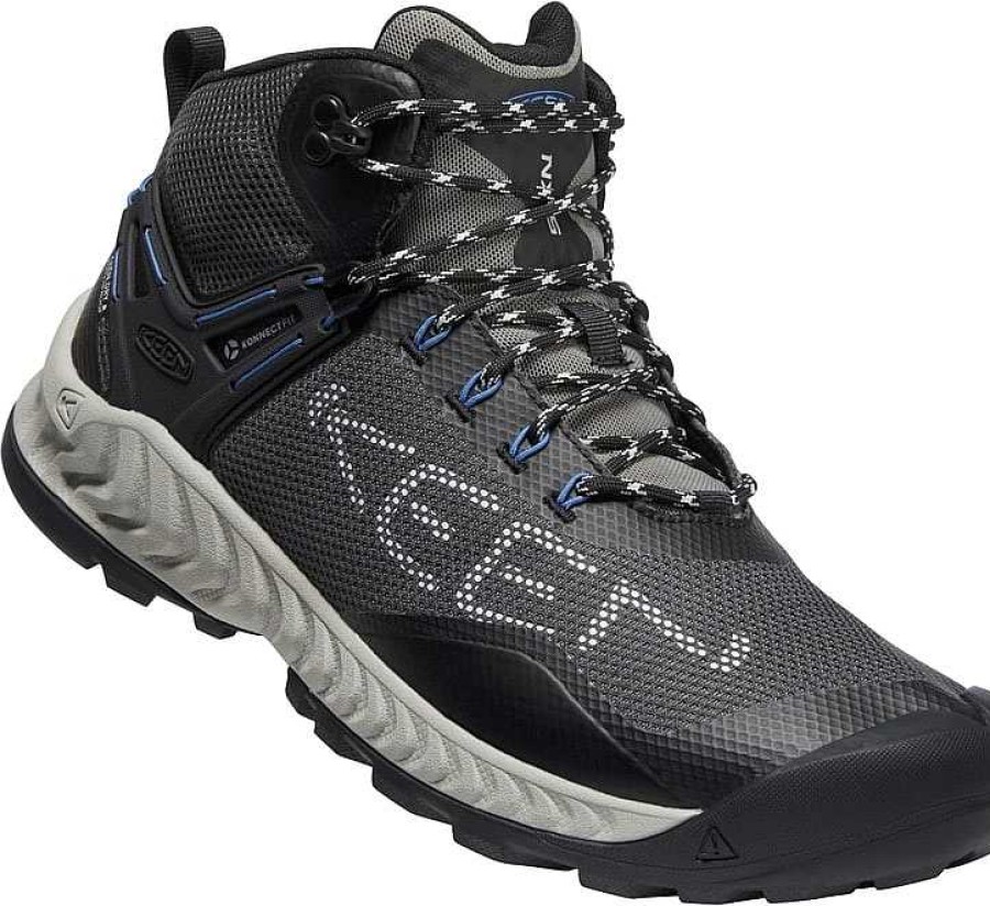 Men Keen | Men'S Keen Nxis Evo Mid Waterproof Boot - Magnet|Cobalt Blue