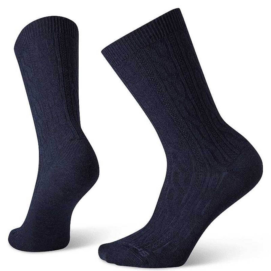 Accessories Smartwool | Women'S Smartwool Cable Crew Socks - Deep Navy Heather