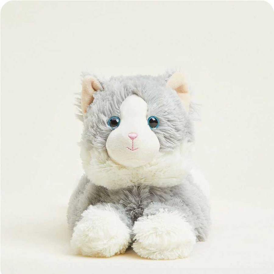 Accessories Warmies | Warmies Plush Laying Down Cat - Grey