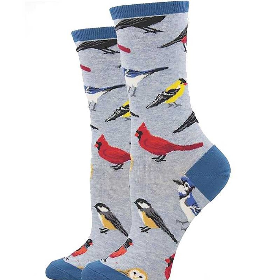 Accessories Socksmith | Socksmith Bird Is The Word Crew Socks - Blue Heather