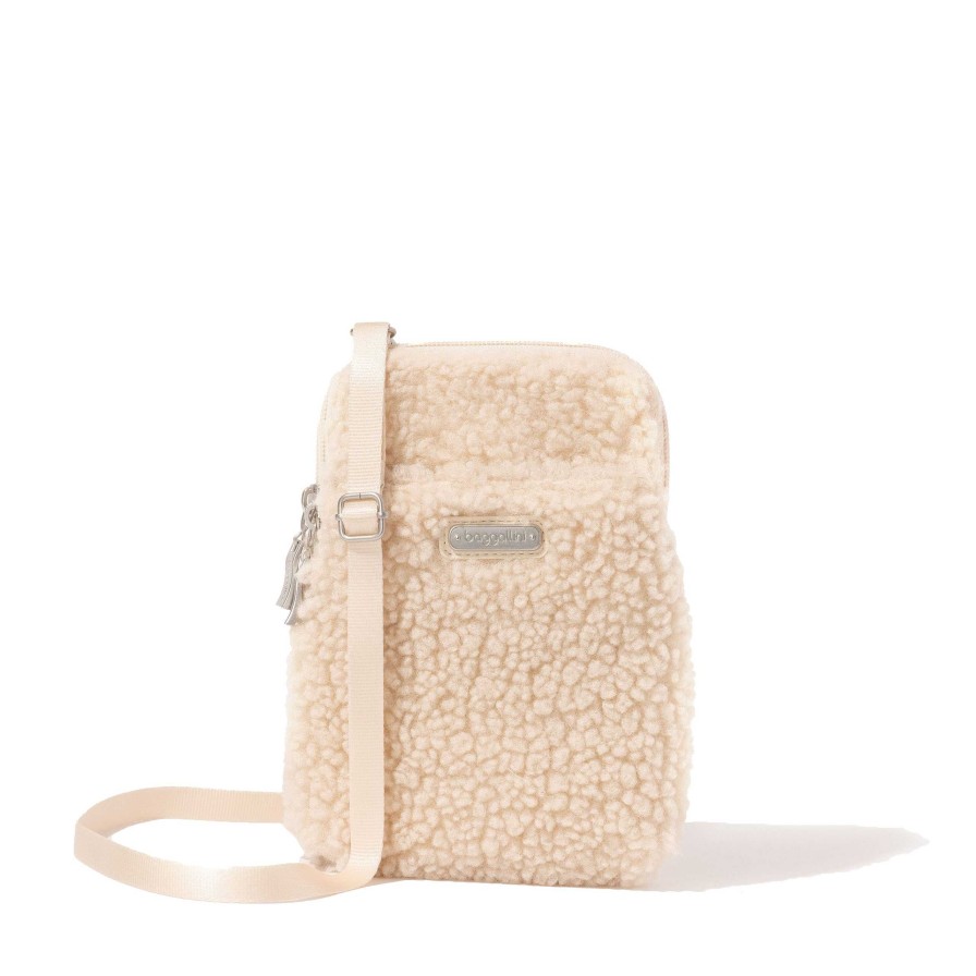 Accessories Baggallini | Baggallini Take Two Bryant Crossbody Light Beige Faux Shearling