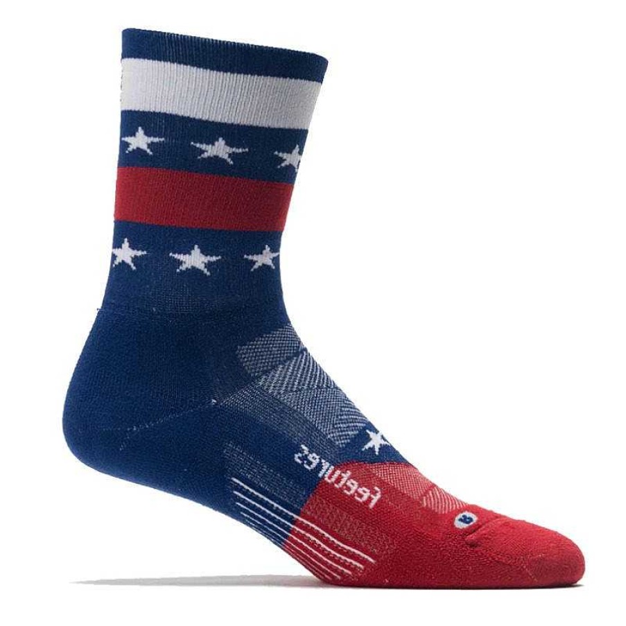 Accessories Feetures | Feetures Elite Light Cushion Mini Crew Socks - Red/White/Blue