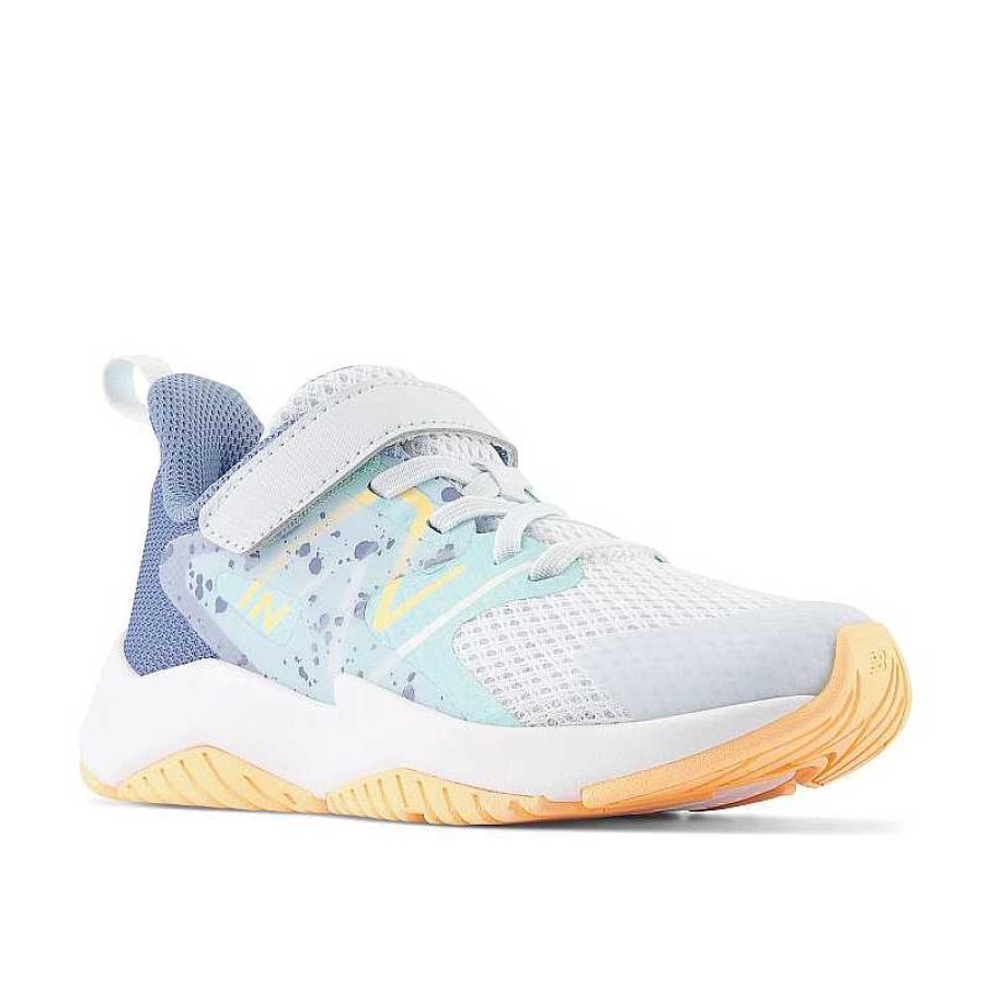 Kids New Balance | Kids' New Balance Rave Run V2 Bungee Lace With Top Strap - Ice Blue/Bright Cyan/Solar Flare