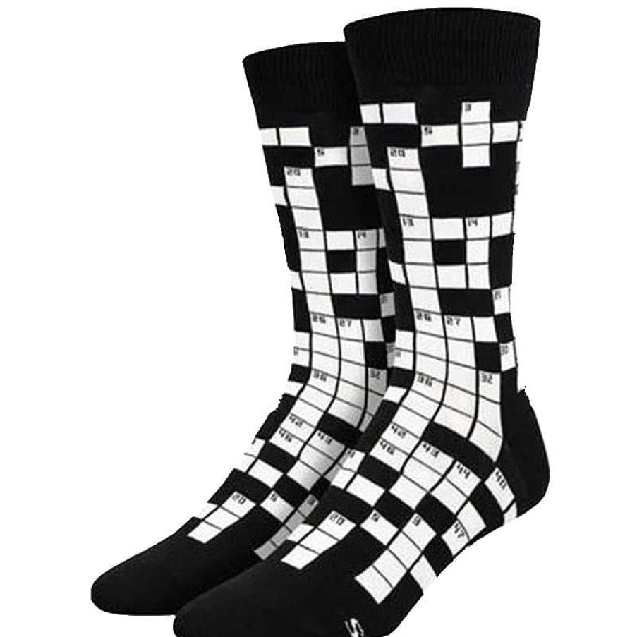 Accessories Socksmith | Socksmith Sunday Crossword Crew Socks - Black