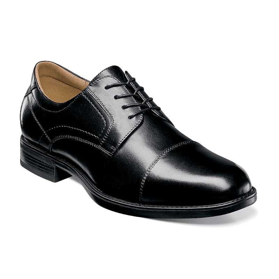 Men Florsheim | Men'S Florsheim Midtown Cap Toe Oxford - Black Smooth