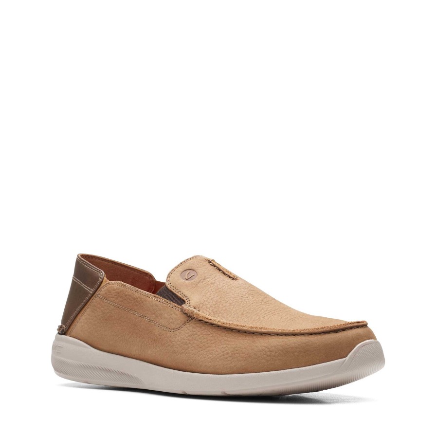 Men Clarks | Men'S Clarks Gorwin Step - Dark Sand Nub